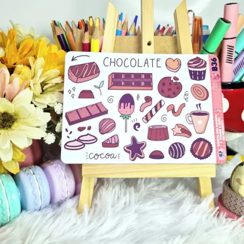 Stickers - Cartela De Adesivos - Chocolate B36