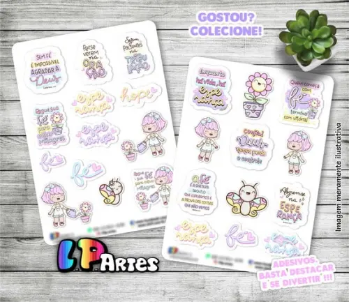Stickers - Cartela de Adesivos - Fé e Esperança