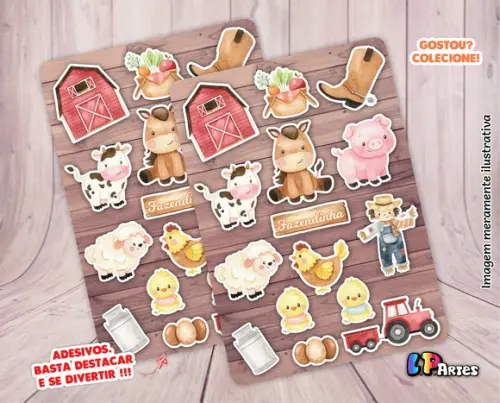 Stickers - Cartela de Adesivos - Fazendinha