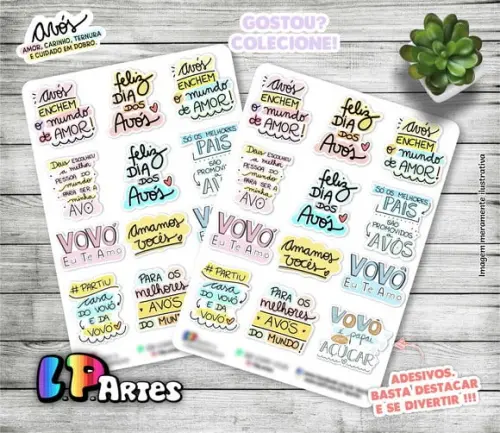 Stickers - Cartela de Adesivos - Dia dos Avós 2