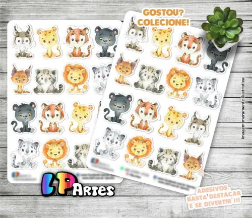 Stickers - Cartela de Adesivos - Felinos Cute