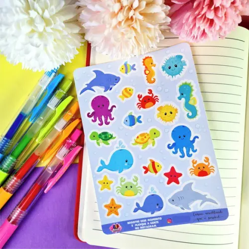 Stickers - Cartela de Adesivos - Fundo do Mar