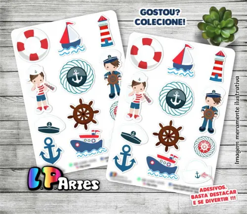 Stickers - Cartela de Adesivos - Menino Marinheiro