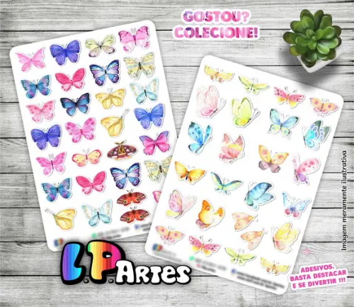 Stickers - Cartela de Adesivos - Mini Borboletas