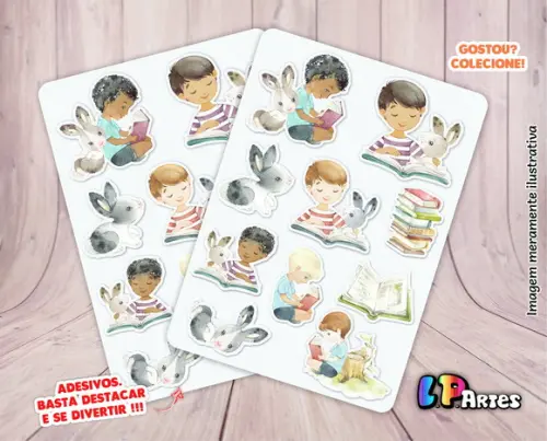 Stickers - Cartela de Adesivos - Meninos Cute