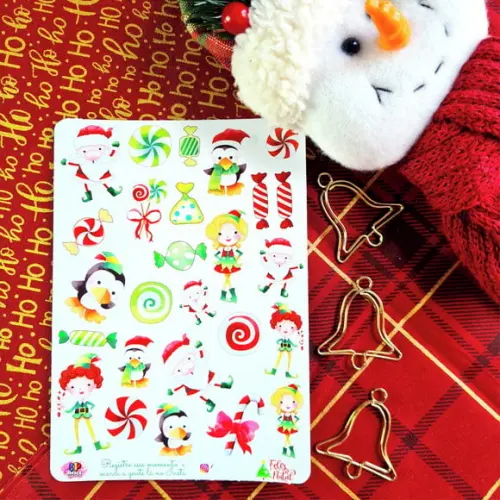 Stickers - Cartela de Adesivos - Natal Cute