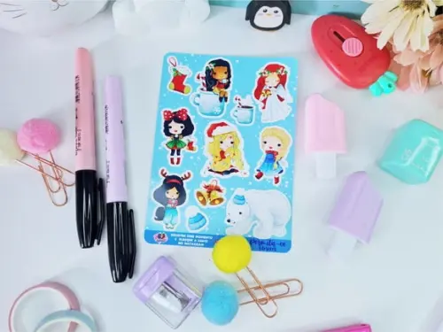 Stickers - Cartela de Adesivos - Natal das Princesas