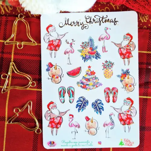 Stickers - Cartela de Adesivos - Natal Tropical