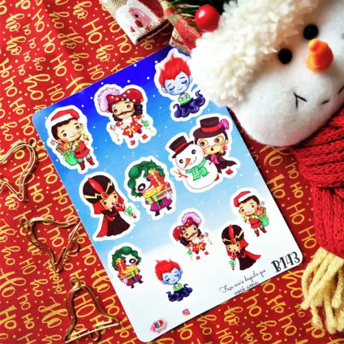 Stickers - Cartela de Adesivos - Natal dos Vilões