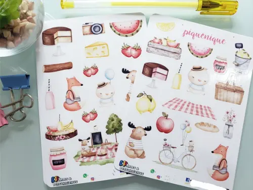 Stickers - Cartela de Adesivos - Piquenique