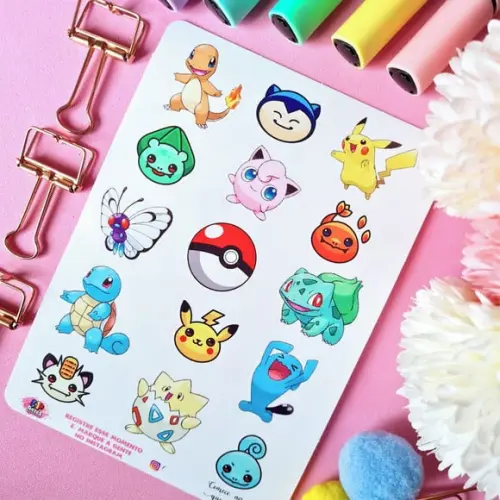 Stickers - Cartela de Adesivos - Pokémon
