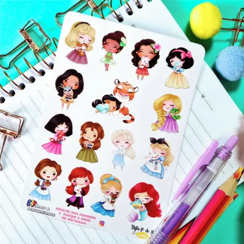Stickers - Cartela de Adesivos - Princesas e Animais