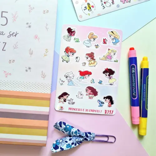Stickers - Cartela de Adesivos - Princesas e Animais