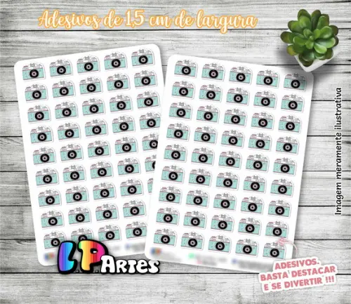 Stickers - Cartela De Adesivos Em Vinil - Câmera Azul