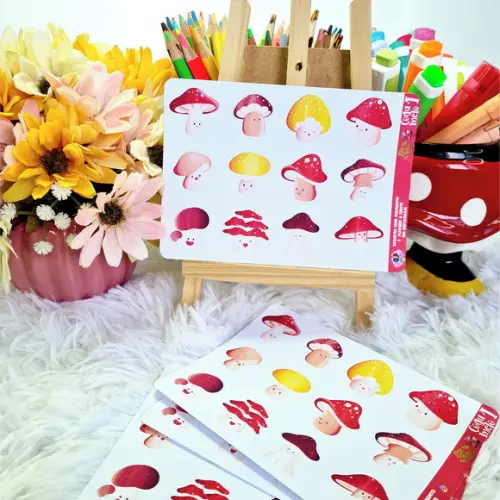 Stickers - Cartela De Adesivos Em Vinil - Cogumelos 1