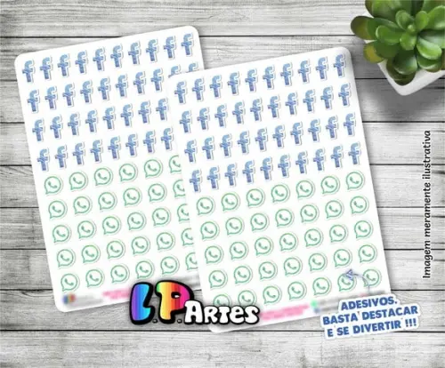 Stickers - Cartela De Adesivos Em Vinil - Face E Whats