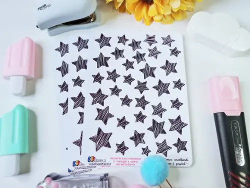 Stickers - Cartela De Adesivos Em Vinil - Estrelinhas Black