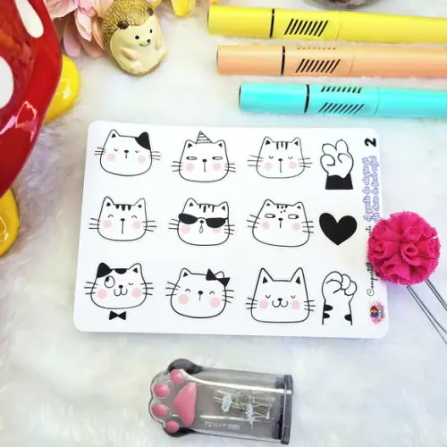 Stickers - Cartela De Adesivos Em Vinil - Gatinho Emoji 2