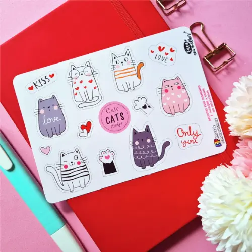 Stickers - Cartela De Adesivos Em Vinil - Gatinhos 7