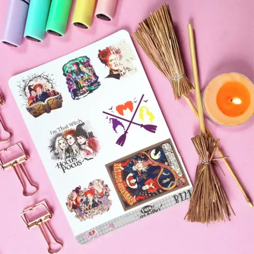 Stickers - Cartela de Adesivos em Vinil - Hocus Pocus
