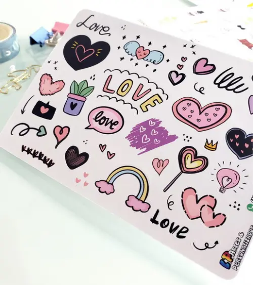 Stickers - Cartela de Adesivos em Vinil - Love 2