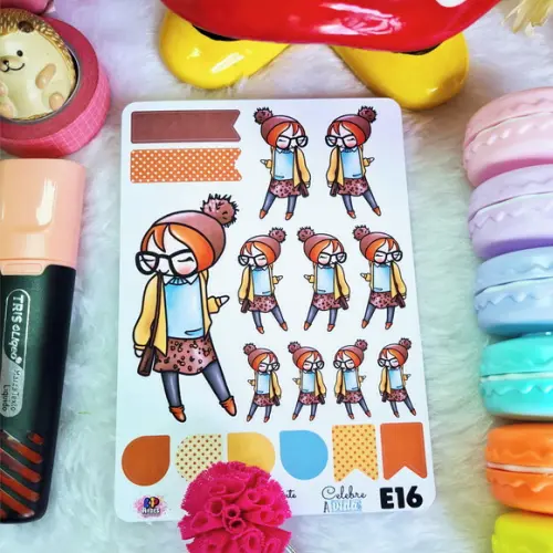 Stickers - Cartela De Adesivos Em Vinil - Menininha E16