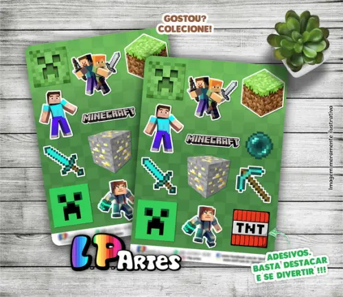 Stickers - Cartela De Adesivos Em Vinil - Minecraft