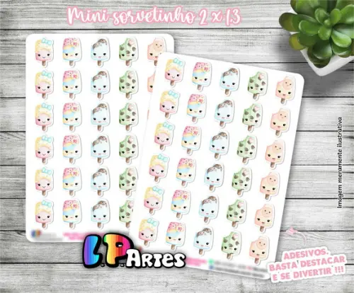 Stickers - Cartela De Adesivos Em Vinil - Mini Sorvete 01