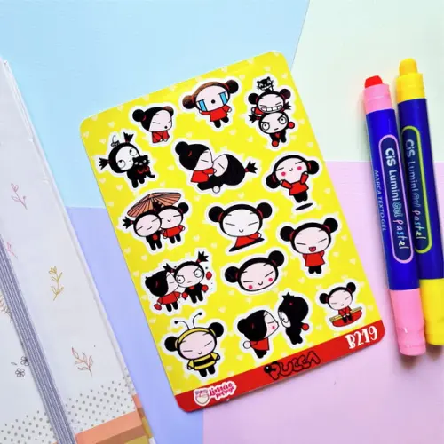 Stickers - Cartela de Adesivos em Vinil - Pucca