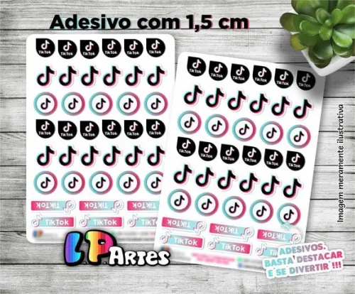Stickers - Cartela De Adesivos Em Vinil - Tik Tok 2