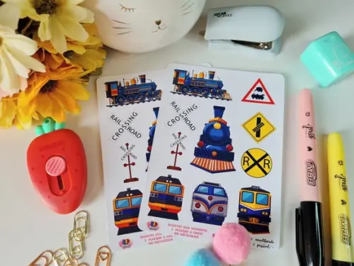 Stickers - Cartela De Adesivos Em Vinil - Trens