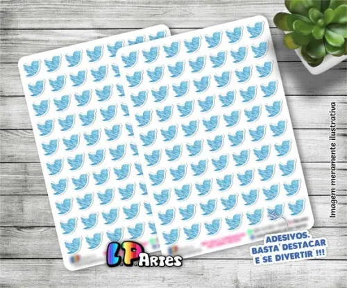Stickers - Cartela De Adesivos Em Vinil - Twitter