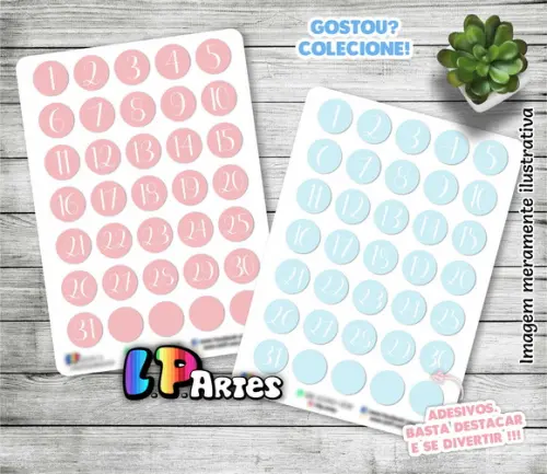 Stickers - Cartela De Adesivos Em Vinil -números Mensais