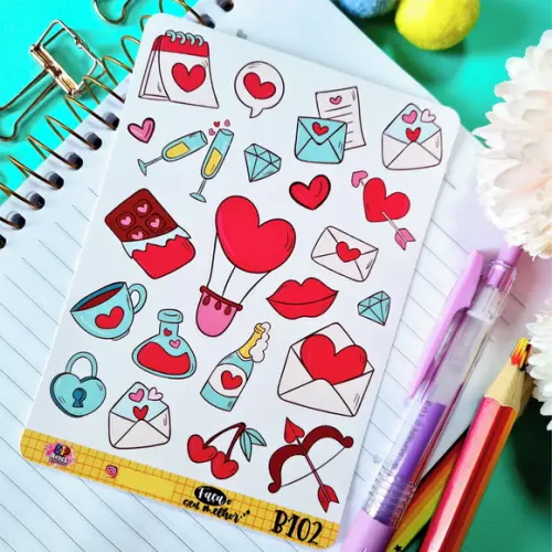 Stickers - Cartela De Adesivos Em Vinil- Love B102