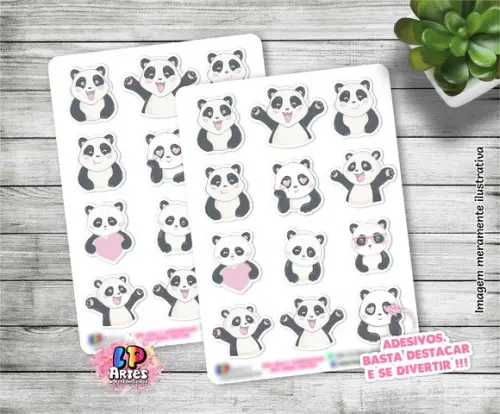 Stickers - Cartela De Adesivos Em Vinil- Pandinha Love 5
