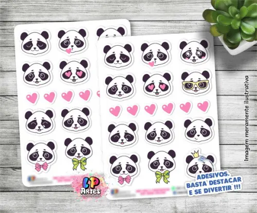 Stickers - Cartela De Adesivos Em Vinil- Pandinha Emoji - 3