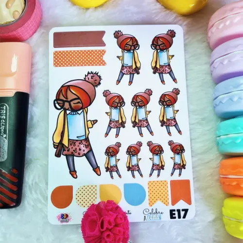 Stickers -cartela De Adesivos Em Vinil - Menininha Negra E17