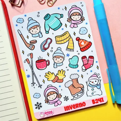 Stickers Cartela de Adesivos em Vinil - Inverno Kids