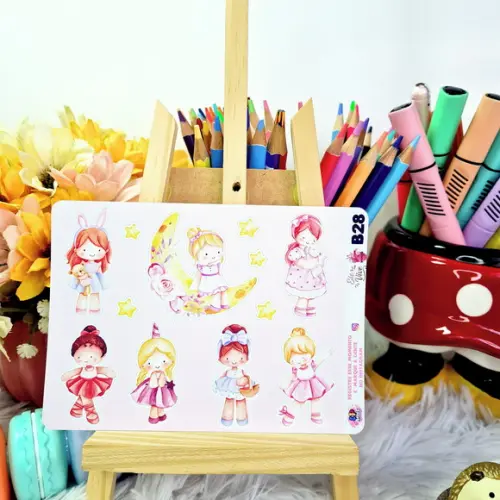 Stickers Cartela De Adesivos Em Vinil - Menina Cute B28