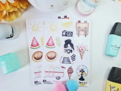 Stickers Em Vinil - Cartela De Adesivos - Férias 2
