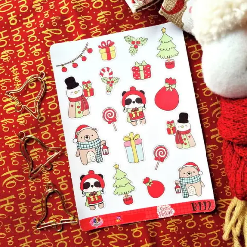 Stickers em Vinil - Cartela de Adesivos - Natal