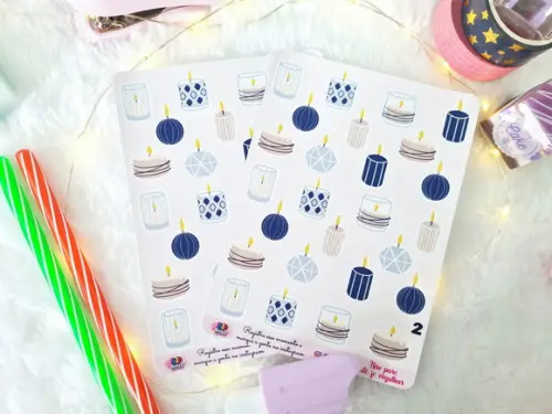 Stickers Em Vinil - Cartela De Adesivos - Velas - Candles 02