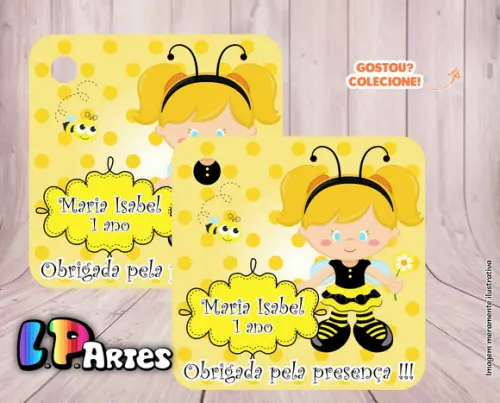 Tag Agradecimento - Menina Abelha - Abelhinha