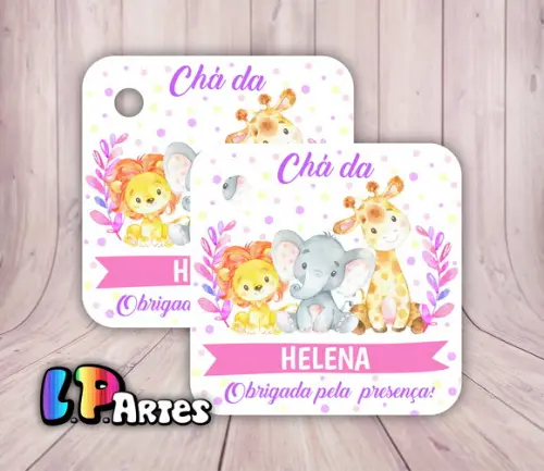 Tag Agradecimento - Safari Baby Rosa