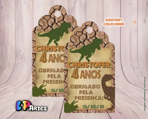 Tag Agradecimento Dinossauro