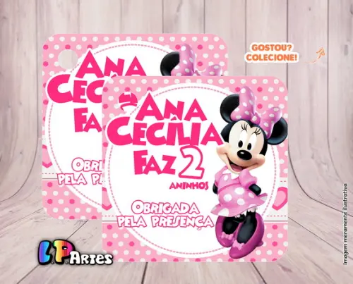 Tag Agradecimento Minnie Rosa