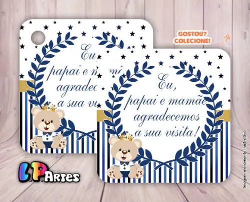 Tag Agradecimento Realeza - Ursinho Príncipe