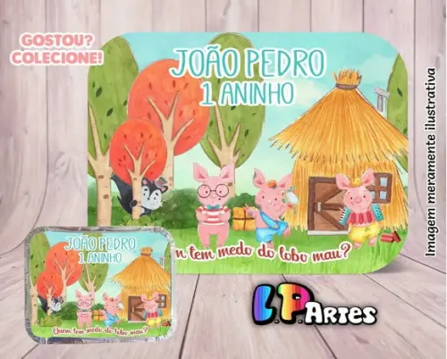 Tampa Marmita - os Três Porquinhos