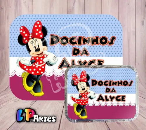 Tampa Personalizada para Marmita Minnie Azul e Lilas
