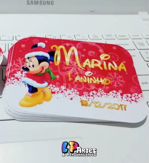 Tampa Personalizada para Marmita Minnie Vermelha de Natal